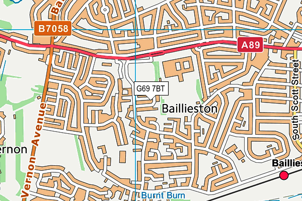 G69 7BT map - OS VectorMap District (Ordnance Survey)