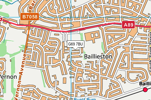 G69 7BU map - OS VectorMap District (Ordnance Survey)