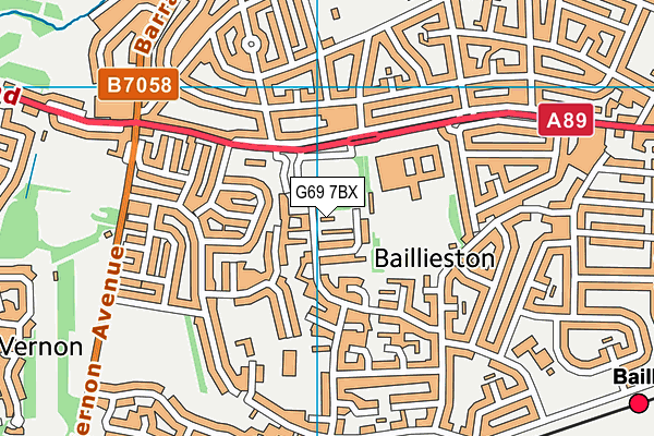 G69 7BX map - OS VectorMap District (Ordnance Survey)