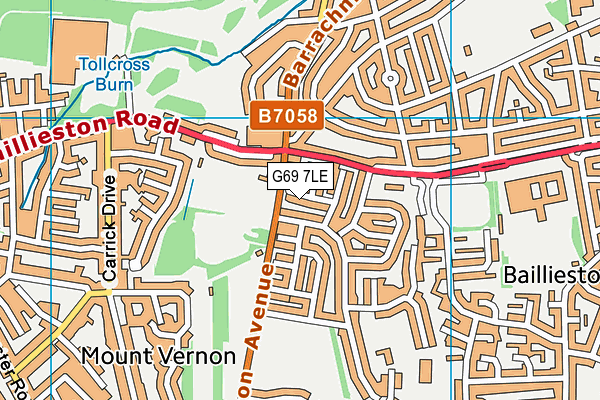 G69 7LE map - OS VectorMap District (Ordnance Survey)