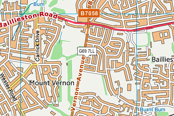 G69 7LL map - OS VectorMap District (Ordnance Survey)