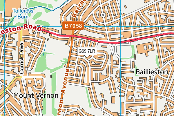 G69 7LR map - OS VectorMap District (Ordnance Survey)