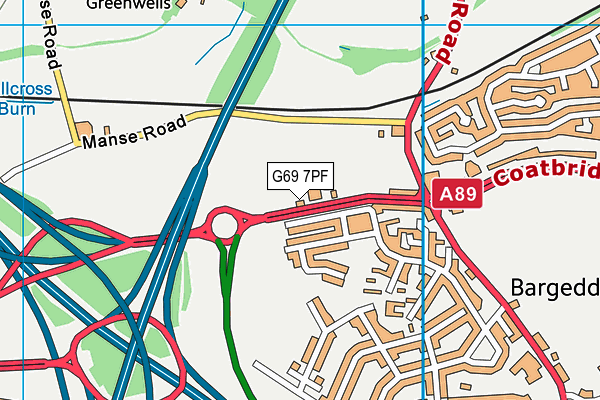 G69 7PF map - OS VectorMap District (Ordnance Survey)