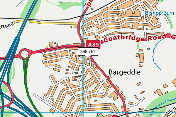 G69 7PT map - OS VectorMap District (Ordnance Survey)