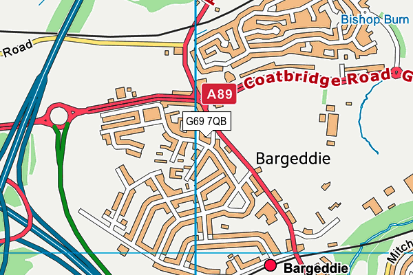 G69 7QB map - OS VectorMap District (Ordnance Survey)