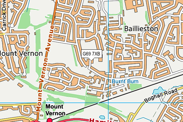 G69 7XB map - OS VectorMap District (Ordnance Survey)