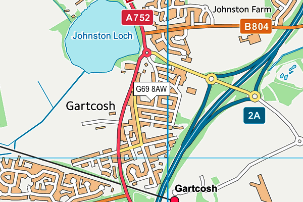 G69 8AW map - OS VectorMap District (Ordnance Survey)