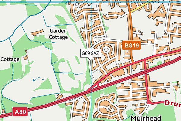 G69 9AZ map - OS VectorMap District (Ordnance Survey)