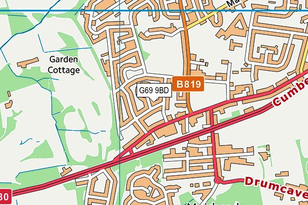 G69 9BD map - OS VectorMap District (Ordnance Survey)
