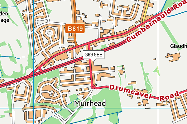 G69 9EE map - OS VectorMap District (Ordnance Survey)