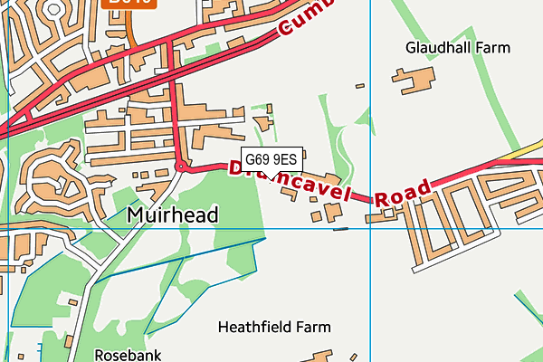 G69 9ES map - OS VectorMap District (Ordnance Survey)