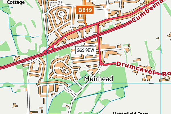 G69 9EW map - OS VectorMap District (Ordnance Survey)