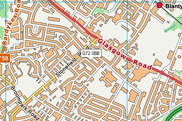 G72 0BB map - OS VectorMap District (Ordnance Survey)