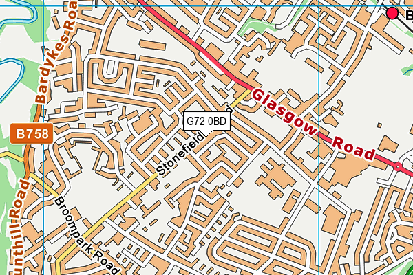 G72 0BD map - OS VectorMap District (Ordnance Survey)