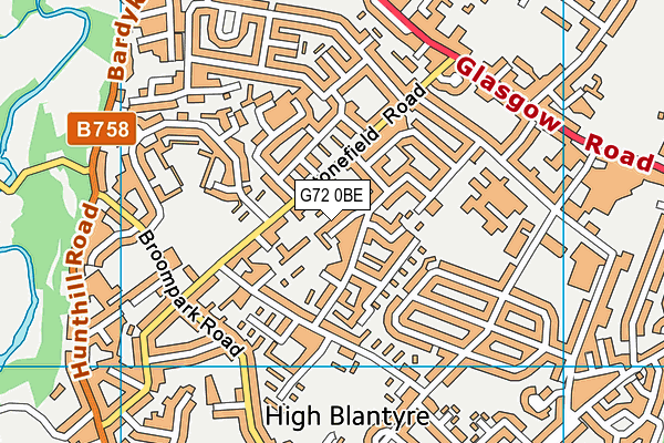 G72 0BE map - OS VectorMap District (Ordnance Survey)