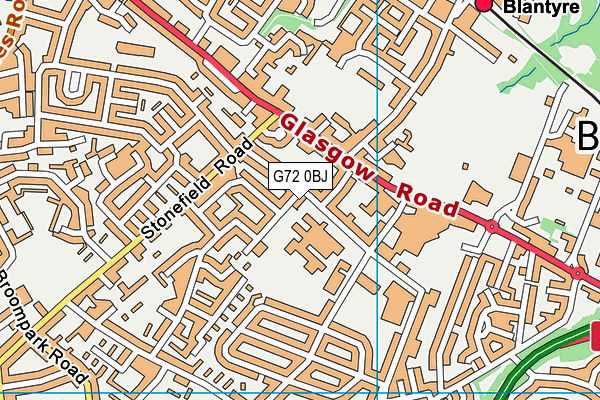 G72 0BJ map - OS VectorMap District (Ordnance Survey)