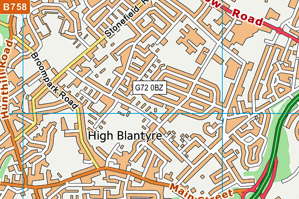 G72 0BZ map - OS VectorMap District (Ordnance Survey)