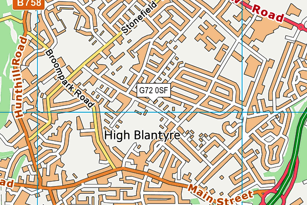 G72 0SF map - OS VectorMap District (Ordnance Survey)