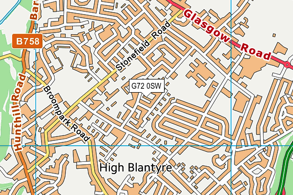G72 0SW map - OS VectorMap District (Ordnance Survey)