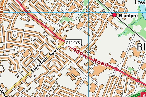 G72 0YS map - OS VectorMap District (Ordnance Survey)