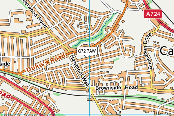 G72 7AW map - OS VectorMap District (Ordnance Survey)