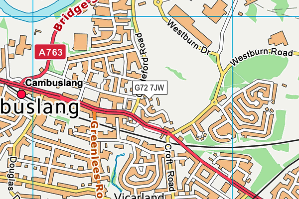 G72 7JW map - OS VectorMap District (Ordnance Survey)