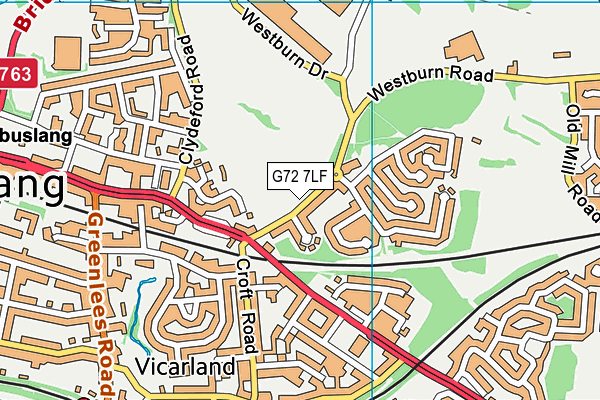 G72 7LF map - OS VectorMap District (Ordnance Survey)
