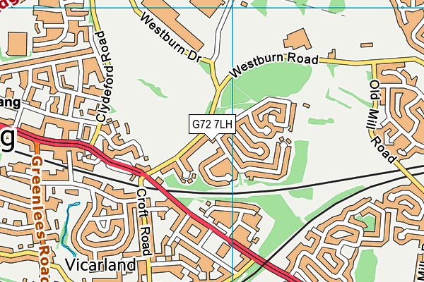 G72 7LH map - OS VectorMap District (Ordnance Survey)