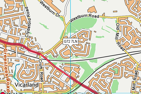 G72 7LN map - OS VectorMap District (Ordnance Survey)