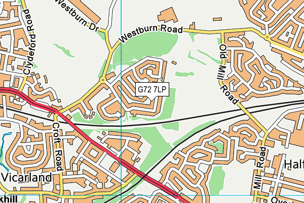 G72 7LP map - OS VectorMap District (Ordnance Survey)