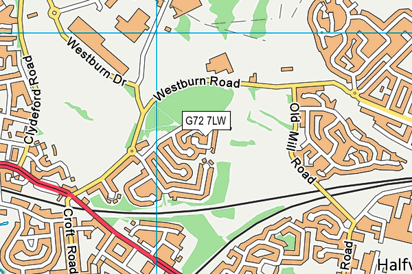 G72 7LW map - OS VectorMap District (Ordnance Survey)