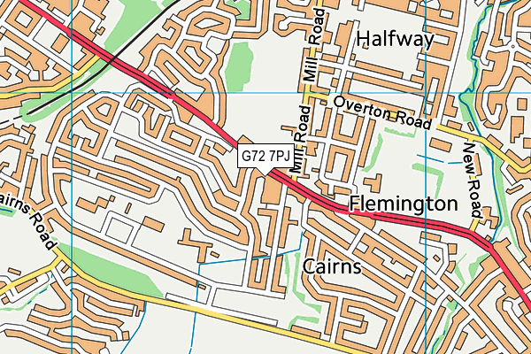 G72 7PJ map - OS VectorMap District (Ordnance Survey)