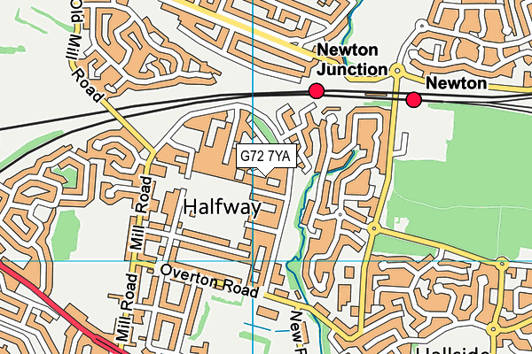 G72 7YA map - OS VectorMap District (Ordnance Survey)