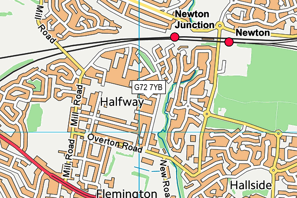 G72 7YB map - OS VectorMap District (Ordnance Survey)