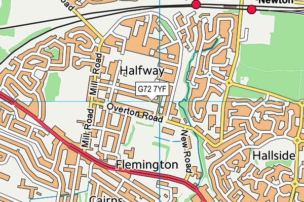 G72 7YF map - OS VectorMap District (Ordnance Survey)