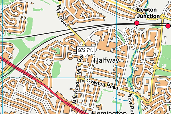 G72 7YJ map - OS VectorMap District (Ordnance Survey)