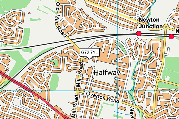 G72 7YL map - OS VectorMap District (Ordnance Survey)