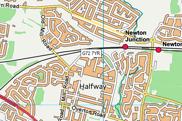 G72 7YR map - OS VectorMap District (Ordnance Survey)