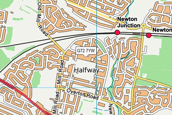 G72 7YW map - OS VectorMap District (Ordnance Survey)