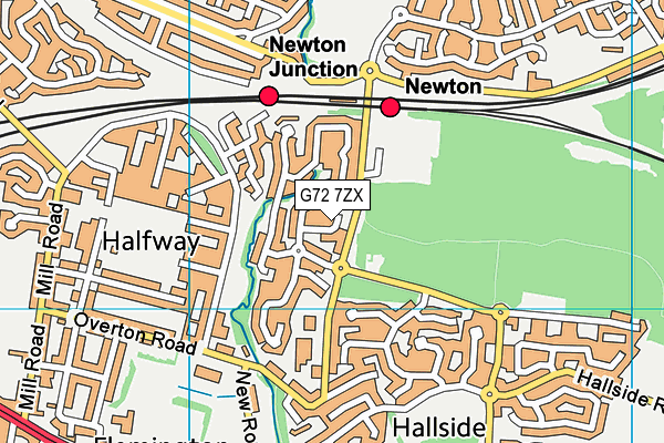 G72 7ZX map - OS VectorMap District (Ordnance Survey)