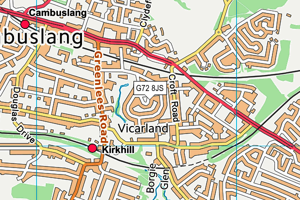 G72 8JS map - OS VectorMap District (Ordnance Survey)