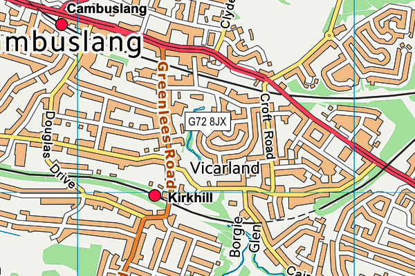 G72 8JX map - OS VectorMap District (Ordnance Survey)