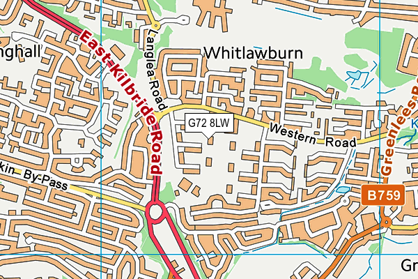 G72 8LW map - OS VectorMap District (Ordnance Survey)