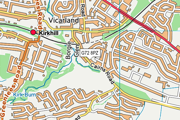 G72 8PZ map - OS VectorMap District (Ordnance Survey)
