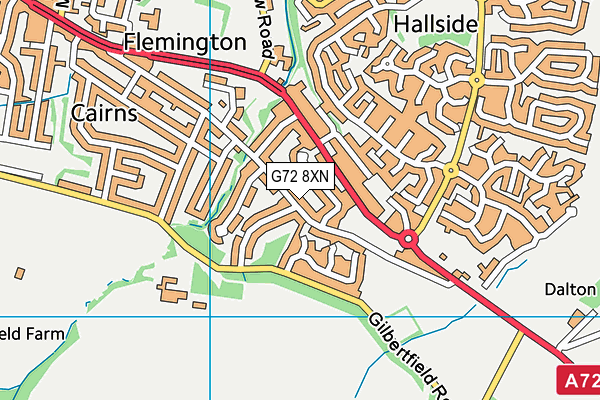 G72 8XN map - OS VectorMap District (Ordnance Survey)