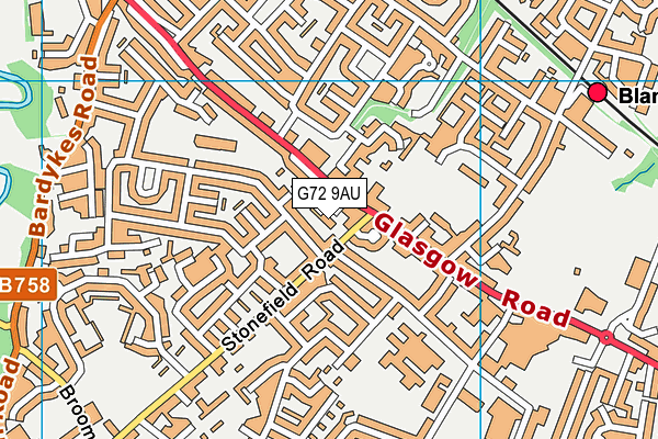 G72 9AU map - OS VectorMap District (Ordnance Survey)