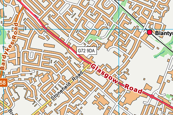 G72 9DA map - OS VectorMap District (Ordnance Survey)