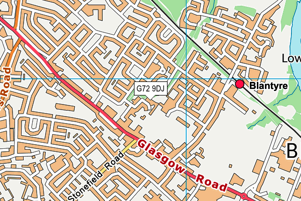 G72 9DJ map - OS VectorMap District (Ordnance Survey)