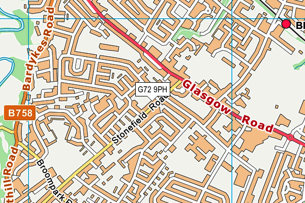 G72 9PH map - OS VectorMap District (Ordnance Survey)