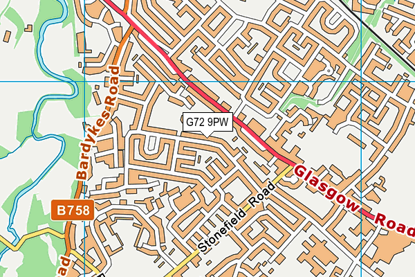 G72 9PW map - OS VectorMap District (Ordnance Survey)